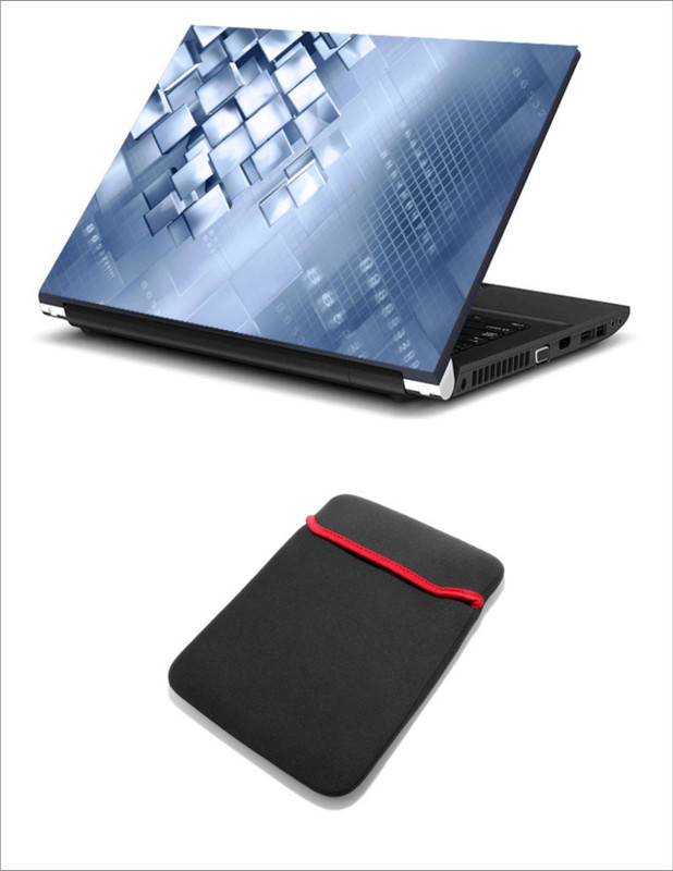 Geek ICE ABSTRACTS HQ 2in1 LAPTOP SKIN WITH LAPTOP SLEEVE 15.6 INCH Combo Set(Multicolor)