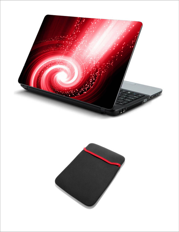 Geek LIGHT BACKGROUND ABSTRACT RAYS FUNNEL LAPTOP SKIN WITH LAPTOP SLEEVE 15.6 INCH Combo Set(Multicolor)