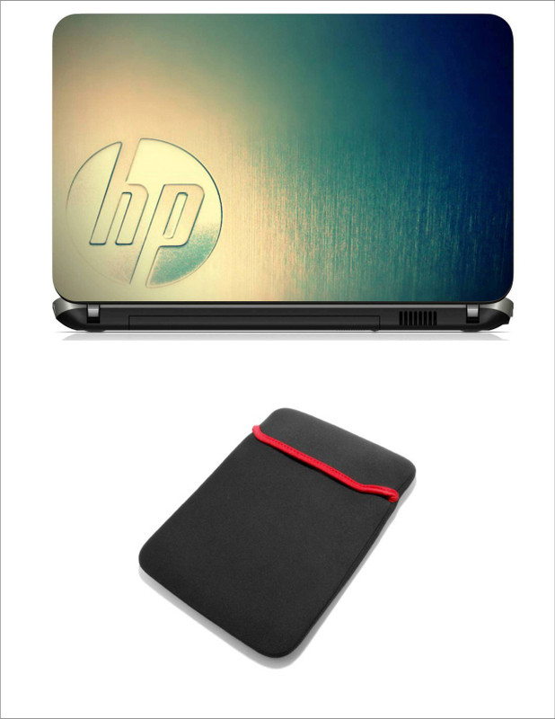 Geek Silver HP 2in1 LAPTOP SKIN WITH LAPTOP SLEEVE 15.6 INCH Combo Set(Multicolor)