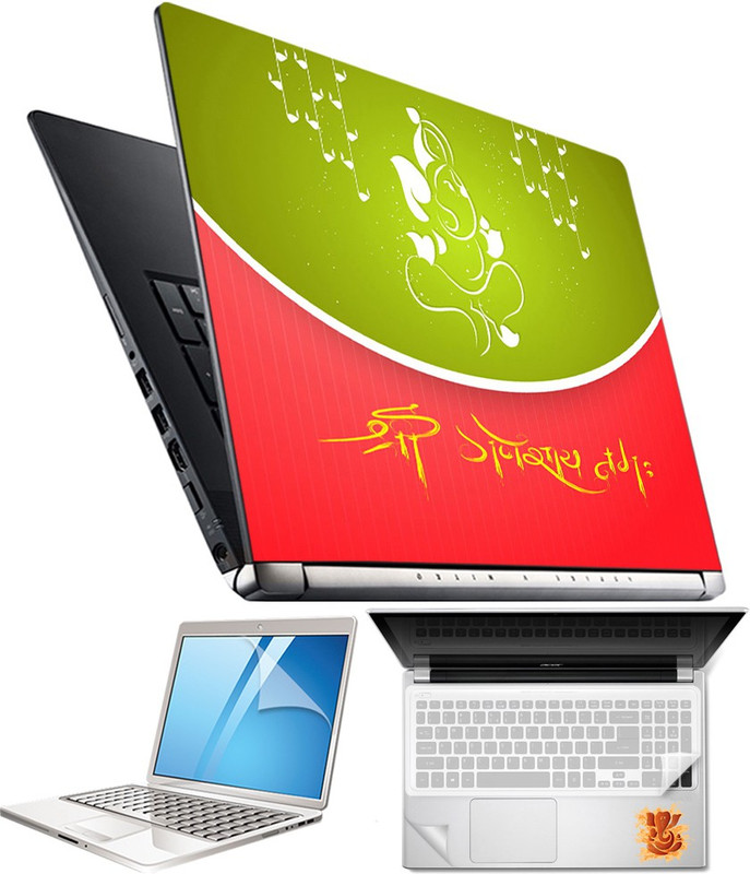 FineArts Lord Ganesh H014 4 in 1 Laptop Skin Pack with Screen Guard, Key Protector and Palmrest Skin Combo Set(Multicolor) RS.349 (70.00% Off) - Flipkart