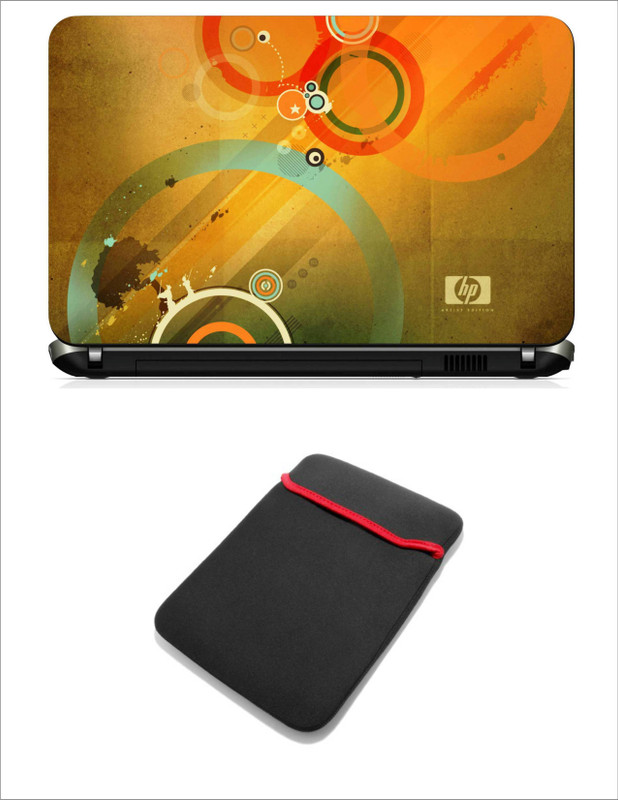 Geek Hp Abstract Artist Edition 2in1 LAPTOP SKIN WITH LAPTOP SLEEVE 15.6 INCH Combo Set(Multicolor)