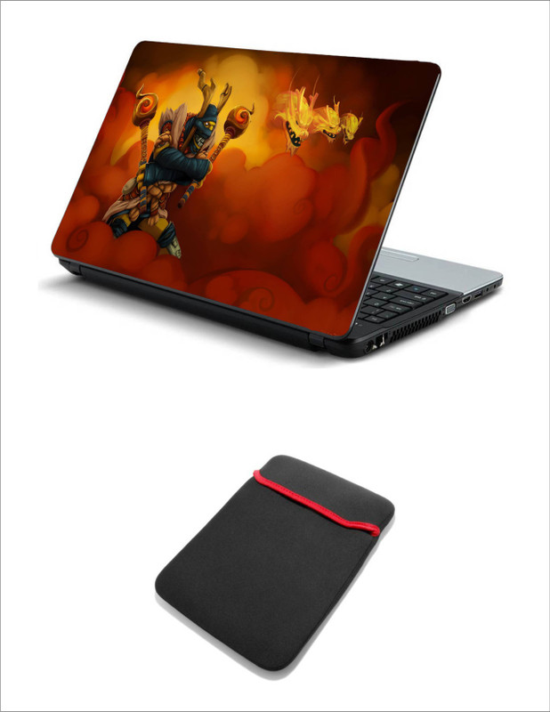 Geek SCALE BOUND SOOTHSAYER LAPTOP SKIN WITH LAPTOP SLEEVE 15.6 INCH Combo Set(Multicolor)