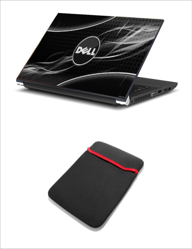 Geek BLACK DELL RAYS HQ 2in1 LAPTOP SKIN WITH LAPTOP SLEEVE 15.6 INCH Combo Set(Multicolor)