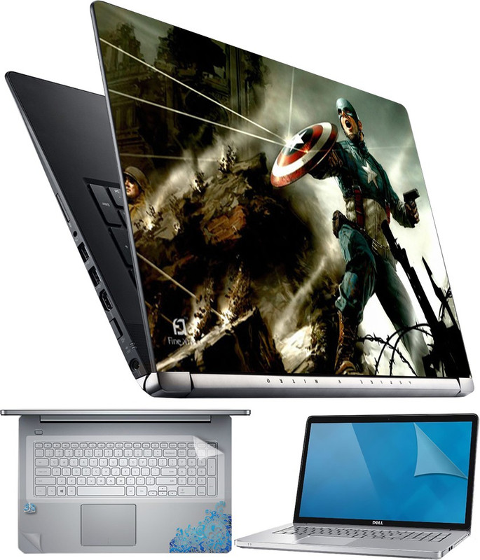FineArts Captain America Fighting 4 in 1 Laptop Skin Pack with Screen Guard, Key Protector and Palmrest Skin Combo Set(Multicolor) RS.299 (75.00% Off) - Flipkart