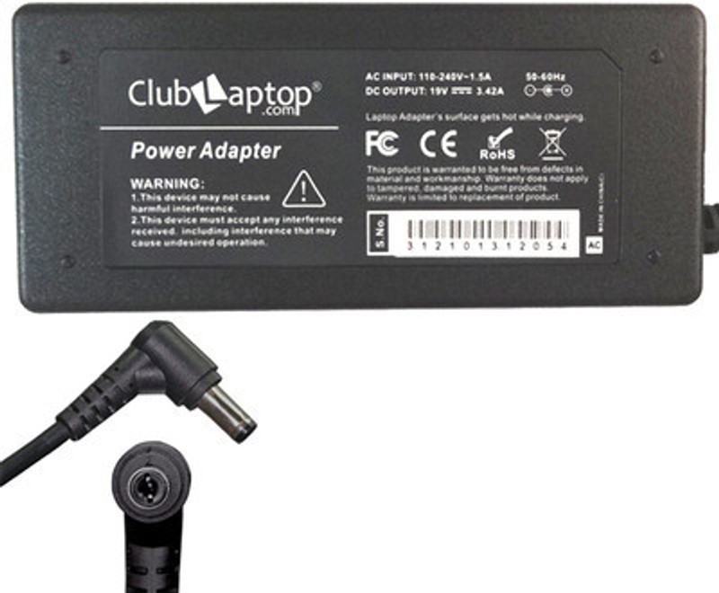 Clublaptop Asus X53KA-AP021C X53KA-AP027C 19v 3.42A (5.5 x 2.5mm) 65 W Adapter(Power Cord Included)
