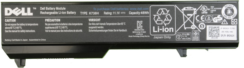Dell K738H 6 Cell Laptop Battery