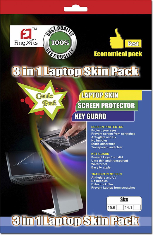 FineArts Transparent 3 in 1 Laptop Skin Pack With Screen Guard & Key Protector Vinyl Laptop Skin Compatible for 15.6 inch(Theme: NA)