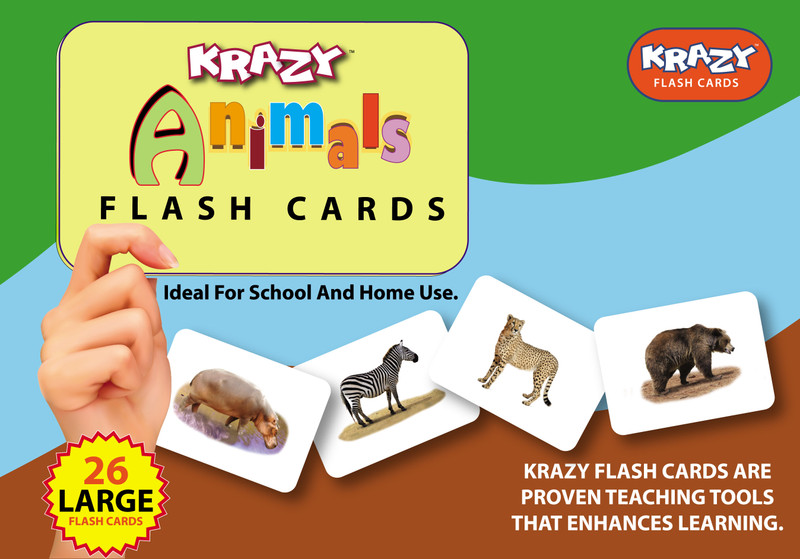 Mind Wealth Krazy Common Animals Flash Cards(Green, Blue, Brown)