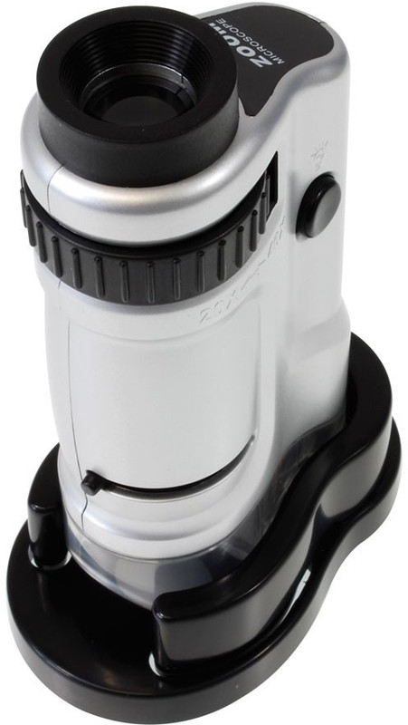 Zingalalaa Zoom Pocket Microscope with LED, 20-40x Magnification(Silver)