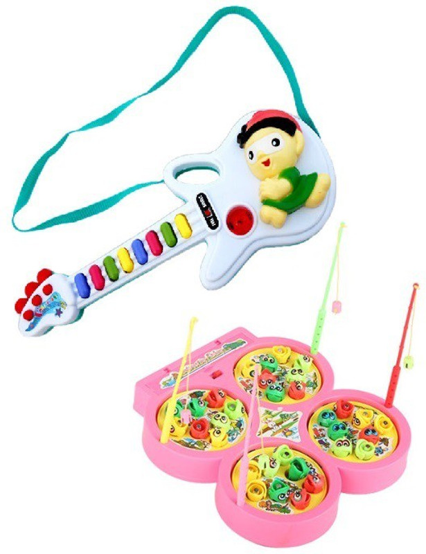 New Pinch Combo Of Fish Catching Game With Mini Musical Guitar(Multicolor)