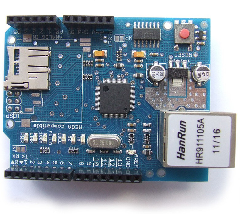 DIY-eCraft Ethernet Shield W5100 For Arduino(Blue)