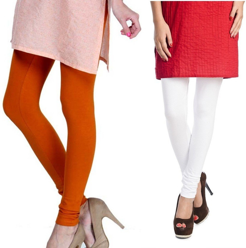 Rupa Softline Legging(White, Orange, Solid) Rupa Softline Legging(White, Orange, Solid)