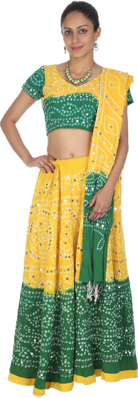 Rajrang Printed Semi Stitched Lehenga Choli(Green, Yellow)