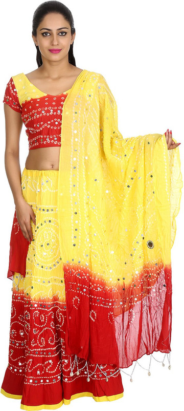 Rajrang Printed Semi Stitched Lehenga Choli(Red, Yellow)