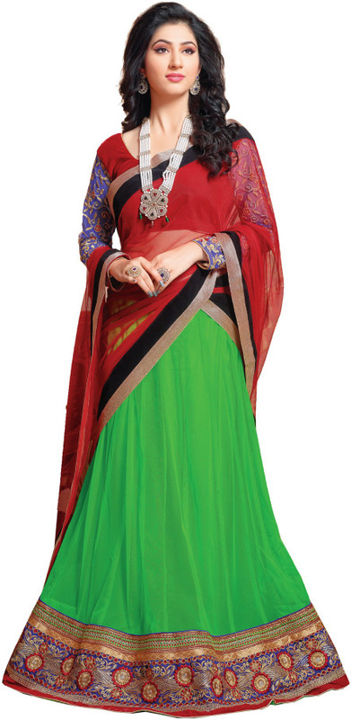 MF Embroidered Semi Stitched Lehenga Choli(Red)