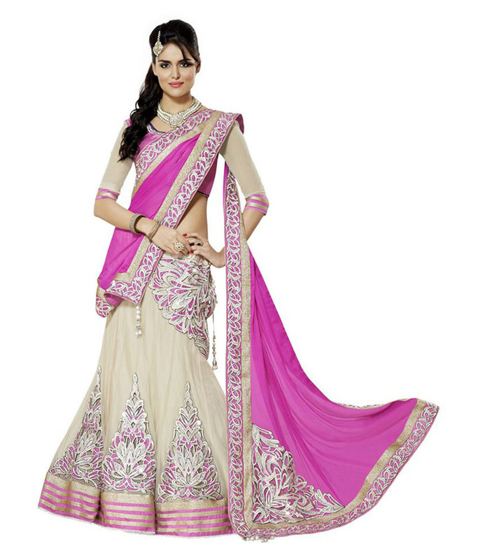 Ganes Embroidered Semi Stitched Lehenga, Choli and Dupatta Set(Pink)