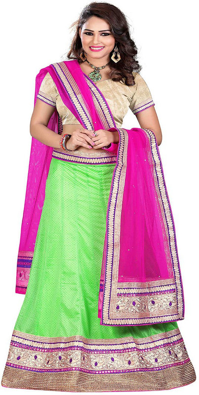 Araja Self Design Semi Stitched Lehenga, Choli and Dupatta Set(Green)