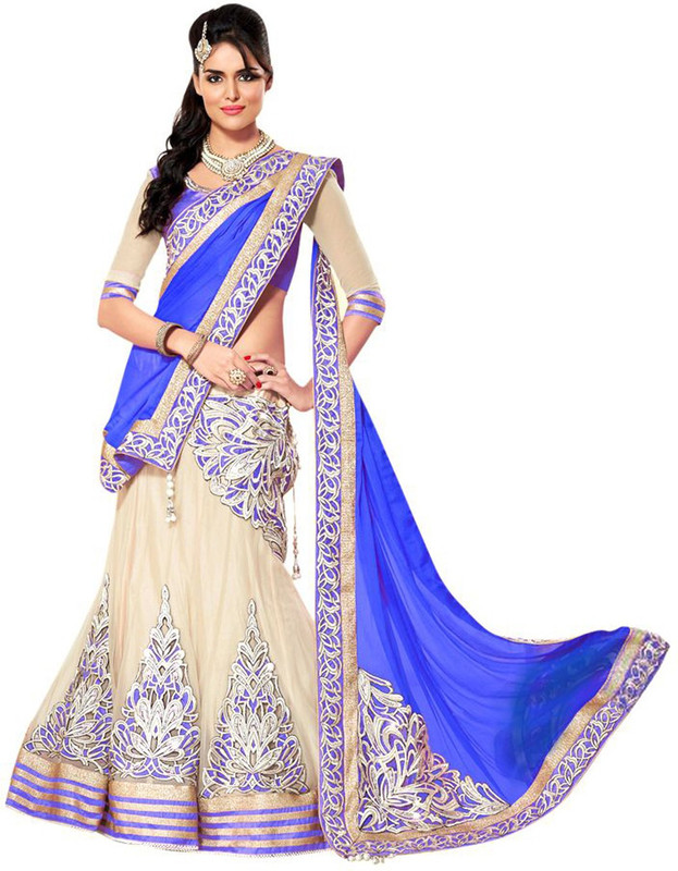 Fashion Fast Site Embroidered Semi Stitched Lehenga, Choli and Dupatta Set(Blue)
