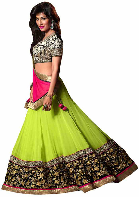Fashion Fast Site Embroidered Semi Stitched Ghagra Choli(Light Green)