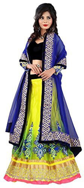 Khodal Fashion Embroidered Semi Stitched Lehenga, Choli and Dupatta Set(Yellow)