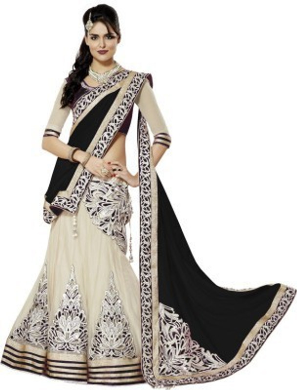 Krishna7 Enterprise Embroidered Semi Stitched Lehenga Choli(White)