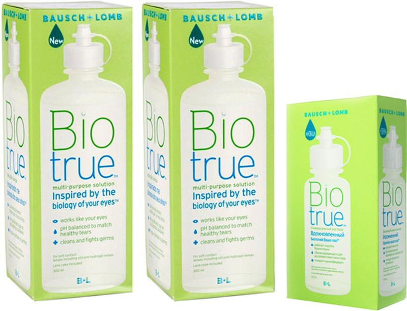Bausch & Lomb Bio True 300ml + 300ml + 60 ml Cleaning Solution(660 ml)