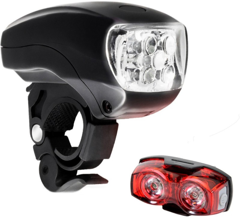 Dark Horse Imported Bicycle Front Light 5 LED 3 Mode Battery & 1 Watt 3 Mode Twin Eye Battery Rear Light Combo LED Front Rear Light Combo(Black, Red)