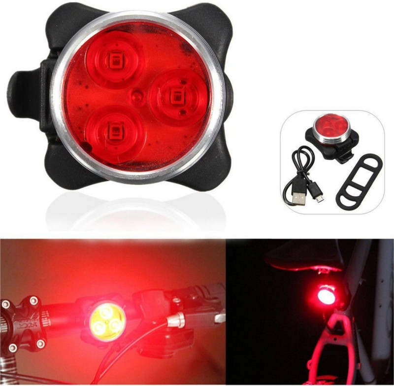 Dark Horse Imported Bicycle 3 LED 4 Mode USB Recharegable Rear Light Red LED Rear Break Light(Multicolor)