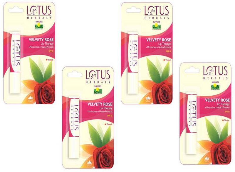 Lotus HERBALS Lip Therapy Velvety Rose (( Pack 4 )) (( 4g * 4 )) Velvety Rose(Pack of: 4, 16)