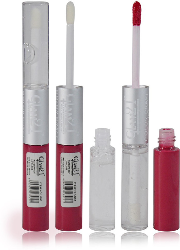 Glam 21 2in1 Longlasting Waterproof Pink Lip Gloss Pack of 1(11 g, LG-10)
