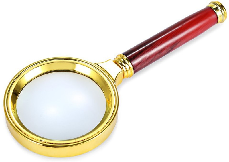 sukot 60mm Wooden Handle Hand Held Magnifying Glass Magnifier Glass 5x Magnifying Glass(Golden)