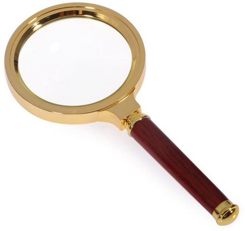 sukot Golden Plated Magnifying Mirror 3X 60 mm Magnification Wooden Handle Golden & Brown(Golden & Brown)