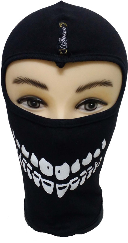 Babji Skull Black Self Design Anti-pollution Mask(Black, Pack of 1)