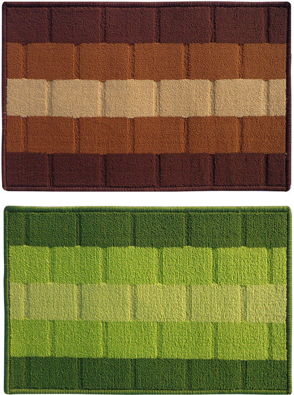 STATUS PP (Polypropylene) Door Mat(Brown, Green and Orange, Pack of 2, Medium)