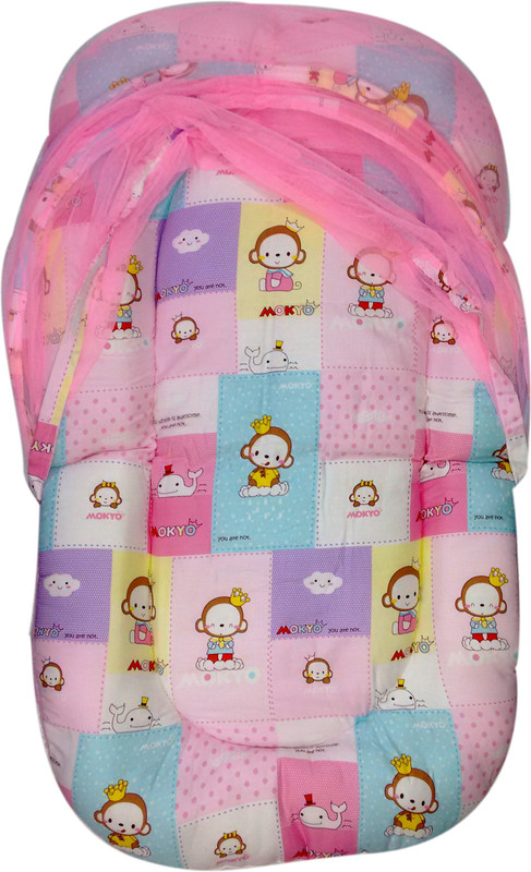Advance Baby Mattress Set with Attached Mosquito Net(Multicolor)