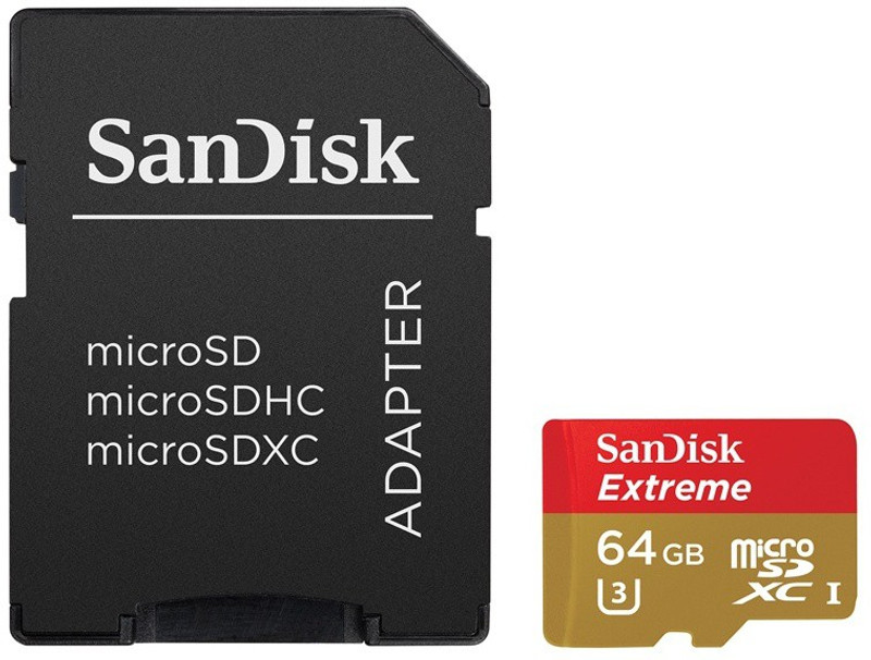 SanDisk Extreme 64 GB MicroSDXC UHS Class 3 90 MB/s Memory Card(With Adapter)
