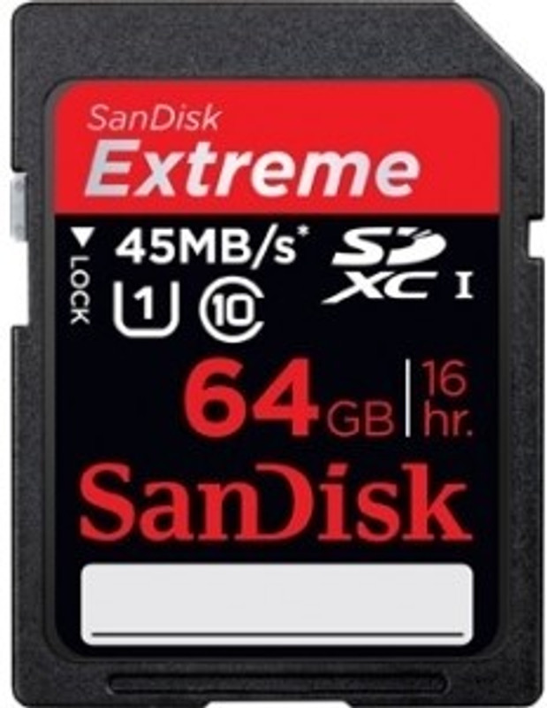 SanDisk Extreme 64 GB SDXC Class 10 45 MB/S Memory Card