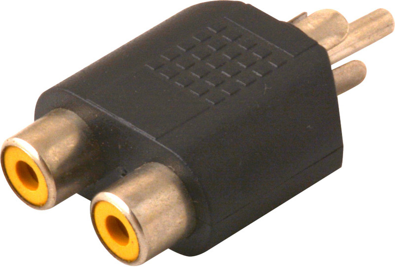Prodx rca male to 2rca female pack of-2pes Connector(Black)