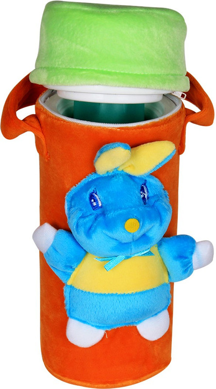 Ole Baby 3D Pop Out Plush Soft Toy Single Portable Infant Feeding Milk Food Bottle Thermal Warmer Holder (Upto 250ml each)(Pack of 1, Green, Orange)