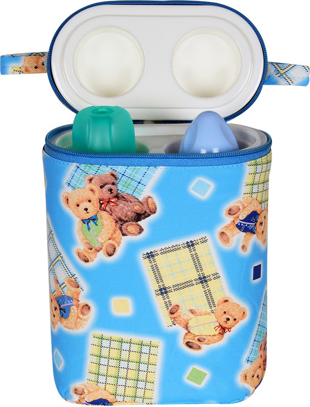 Ole Baby Bunny Print Double Portable Infant Feeding Milk Food Bottle Thermal Warmer Holder (Upto 250ml each)(Pack of 1, Blue)