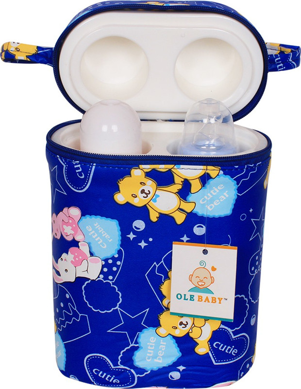 Ole Baby Colorful Teddy Print Double Infant Feeding Milk Food Bottle Thermal Warmer (Upto 250ml each)(Pack of 1, Blue)