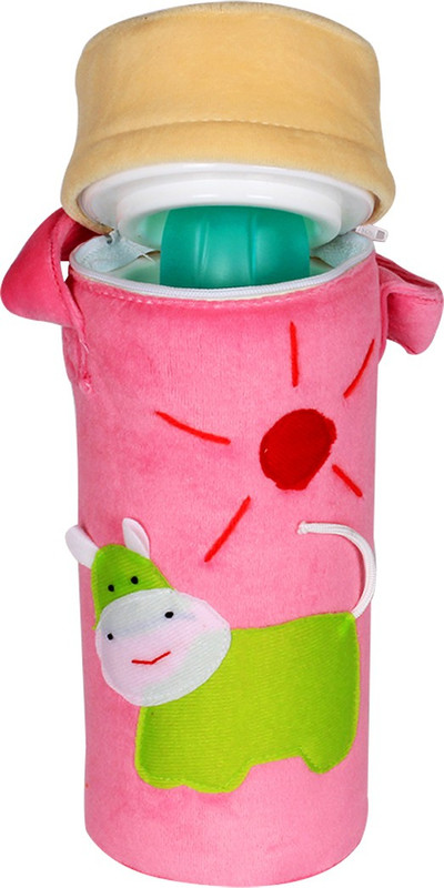 Ole Baby 3D Pop Out Plush Soft Toy Single Portable Infant Feeding Milk Food Bottle Thermal Warmer Holder (Upto 250ml each)(Pack of 1, Beige, Pink)