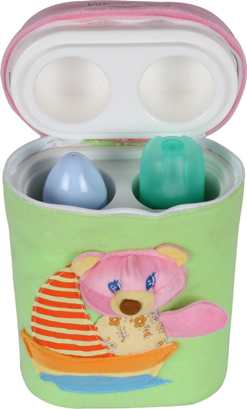 Ole Baby 3D Pop Out Plush Soft Toy Double Portable Infant Feeding Milk Food Bottle Thermal Warmer Bag Storage Holder (Upto 250ml)(Pack of 1, Green)