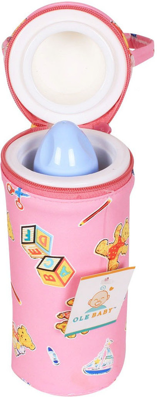 Ole Baby Teddy Print Assorted Single Portable Infant Feeding Milk Food Bottle Thermal Holder (Upto 250ml each)(Pack of 1, Pink)