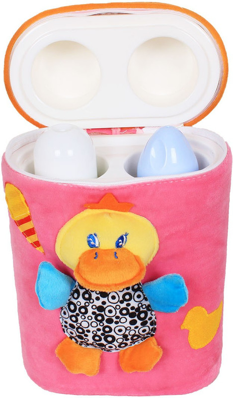 Ole Baby 3D Pop Out Plush Soft Toy Double Portable Infant Feeding Milk Food Bottle Thermal Warmer Holder (Upto 250ml each)(Pack of 1, Pink)