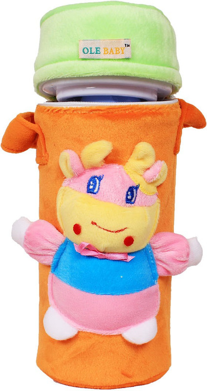 Ole Baby 3D Pop Out Plush Soft Toy Single Portable Infant Feeding Milk Food Bottle Thermal Warmer Holder (Upto 250ml each)(Pack of 1, Orange)