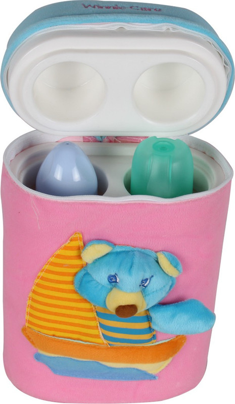Ole Baby 3D Pop Out Plush Soft Toy Double Portable Infant Feeding Milk Food Bottle Thermal Warmer Bag Storage Holder (Upto 250ml)(Pink)