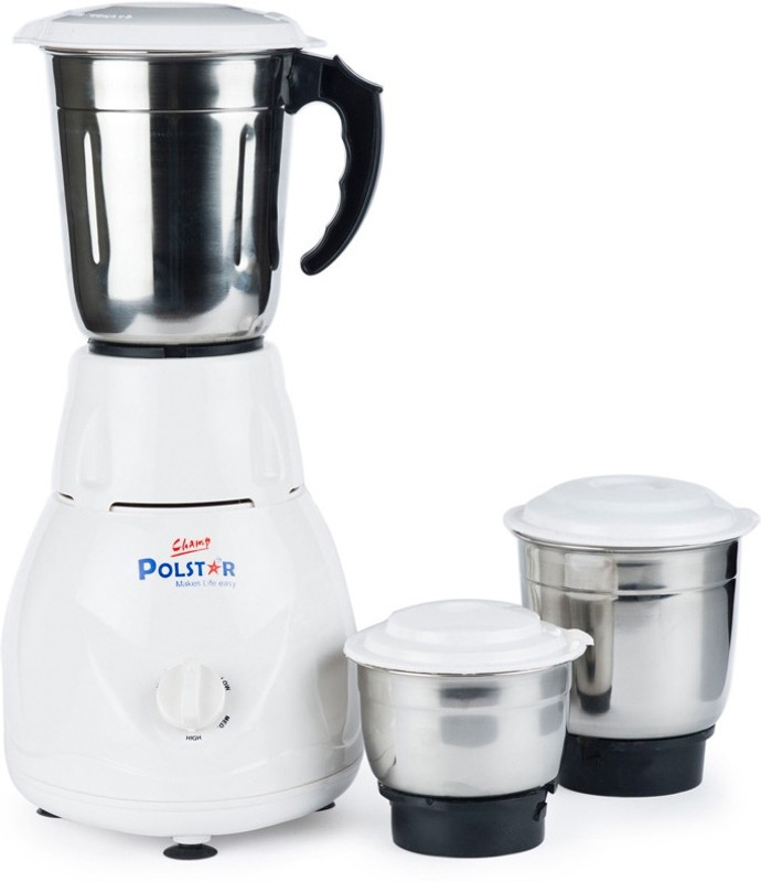 Polstar MG 444 450 W Mixer Grinder(White, 3 Jars)