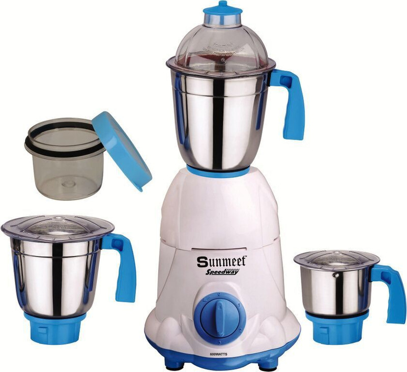 Sunmeet R5 Speedway06 600 W Mixer Grinder(White, Blue, 3 Jars)