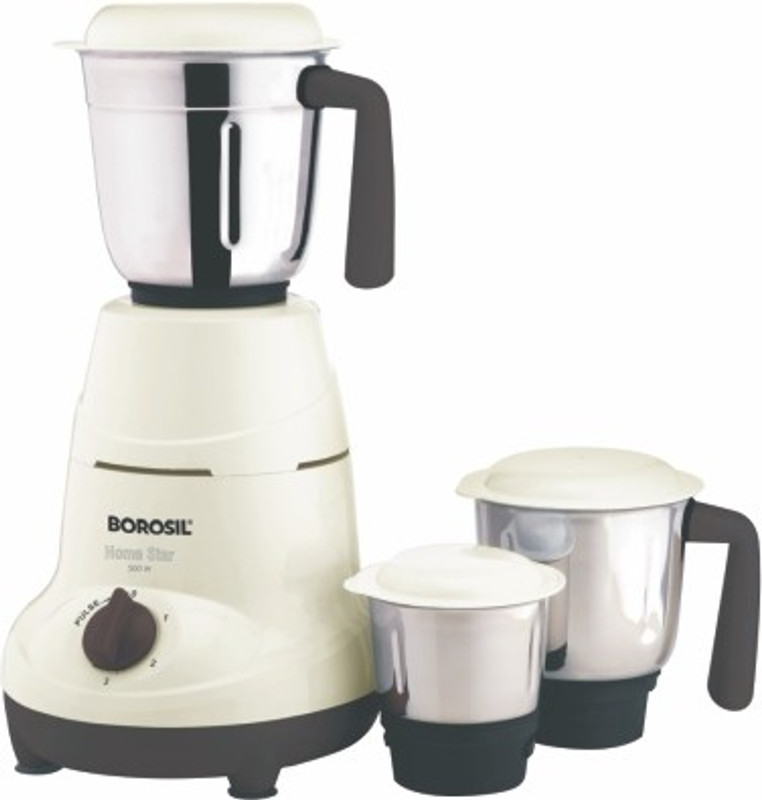 Borosil W22 Home Star 500 W Mixer Grinder(Dual Color, 3 Jars)